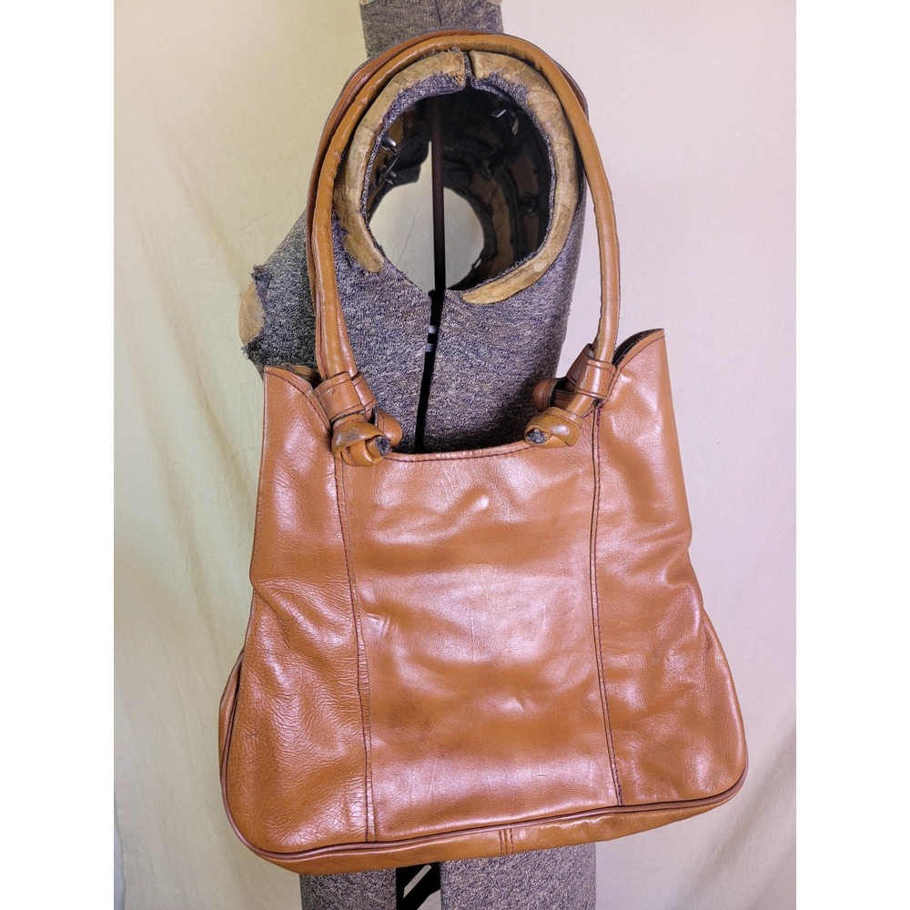 Vintage 60s 70s Brown Leather Woven Shoulder Bag Purse Brown Fall Don Quixote - Picture 5 of 16